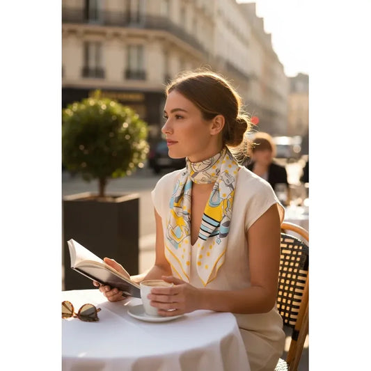100% Twill Silk Scarf "Manège"