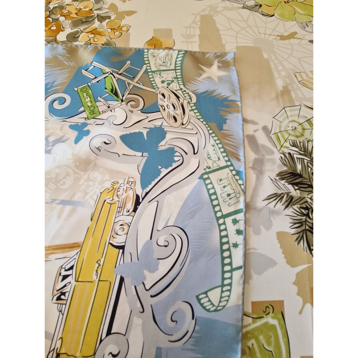 Luxury Double Sided Silk Twill Scarf "La Fureur De L’Art"