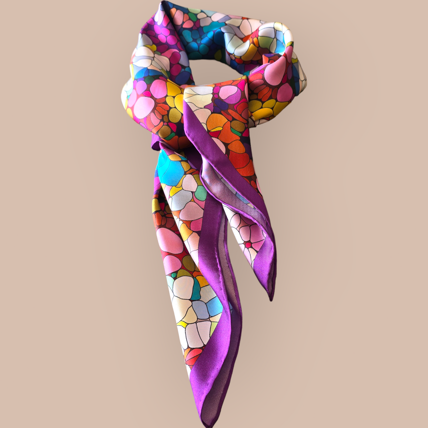 Luxury Silk Twill Scarf "La Floraison Enchantée"