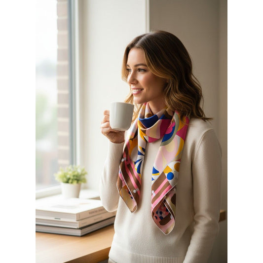 Luxury Silk Twill Scarf "L'Arche De Noé"