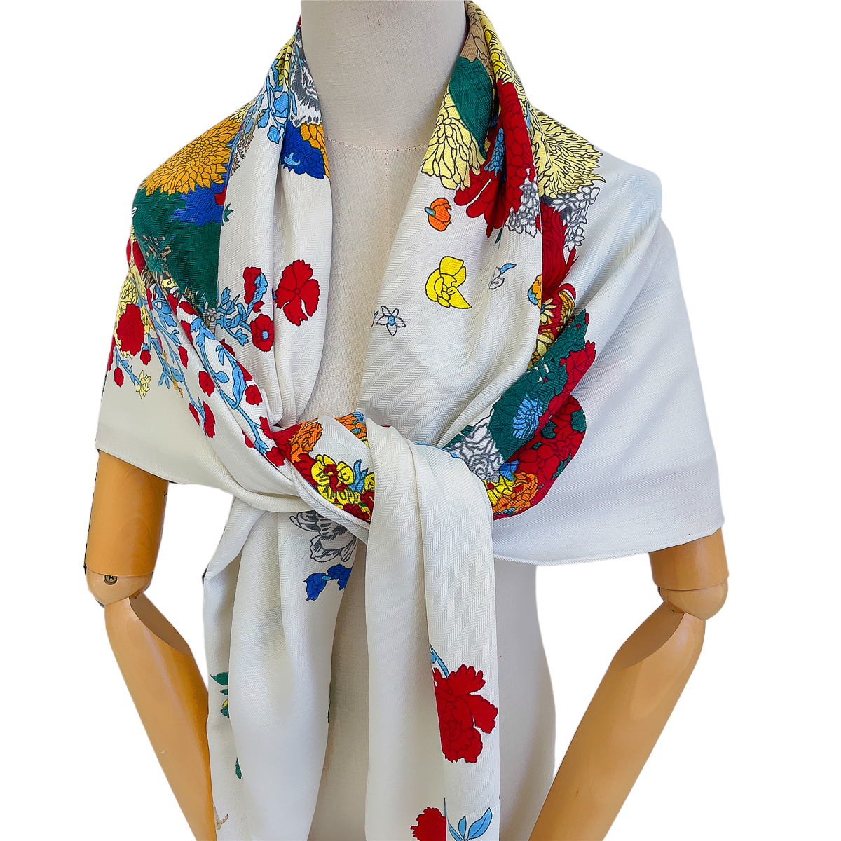 Silk Cashmere Shawl "Cheval En Fleurs"