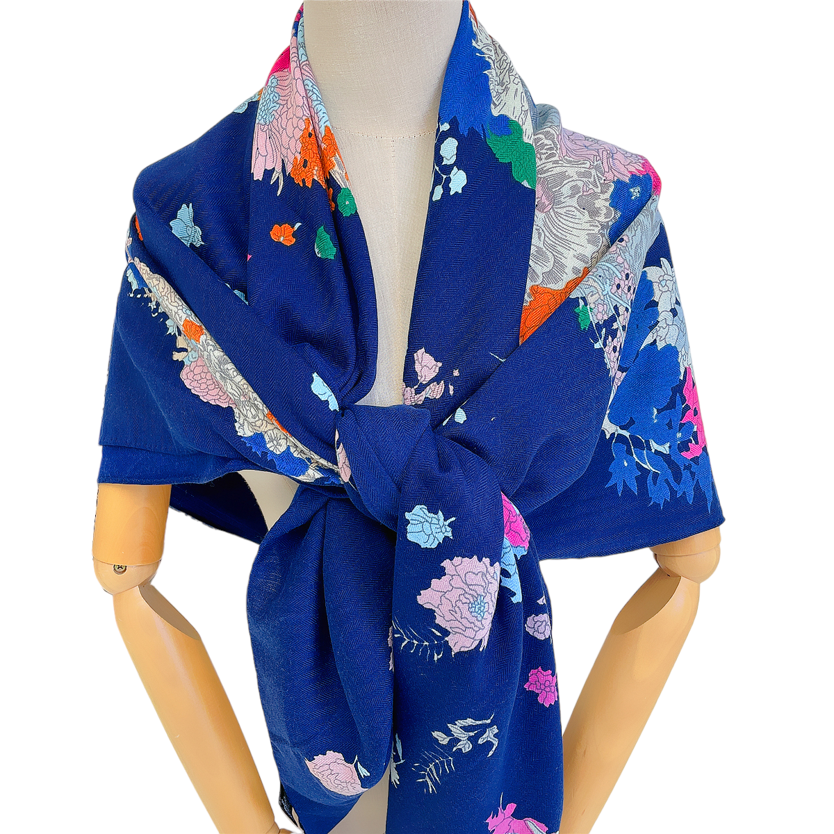 Silk Cashmere Shawl "Cheval En Fleurs"