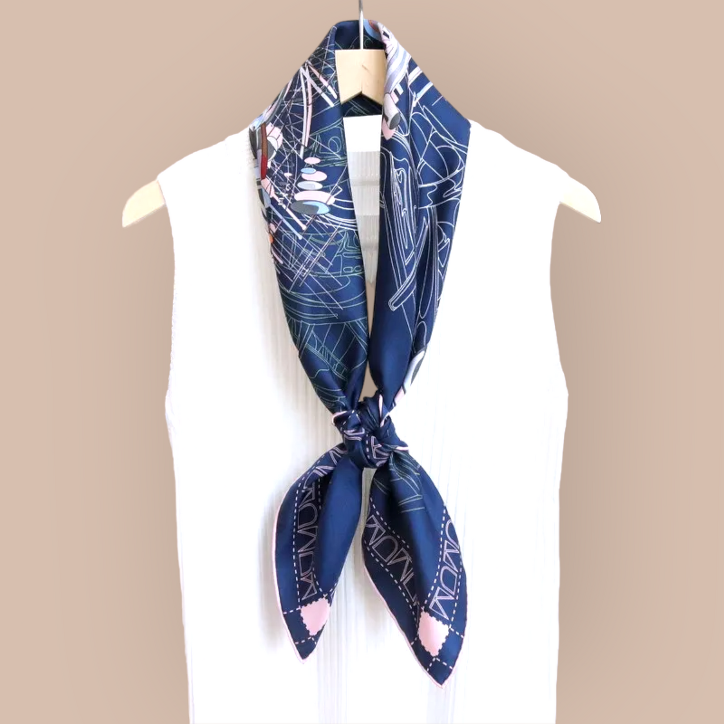 Luxury Pure Silk Twill Scarf "Le Percheron Endiablé"