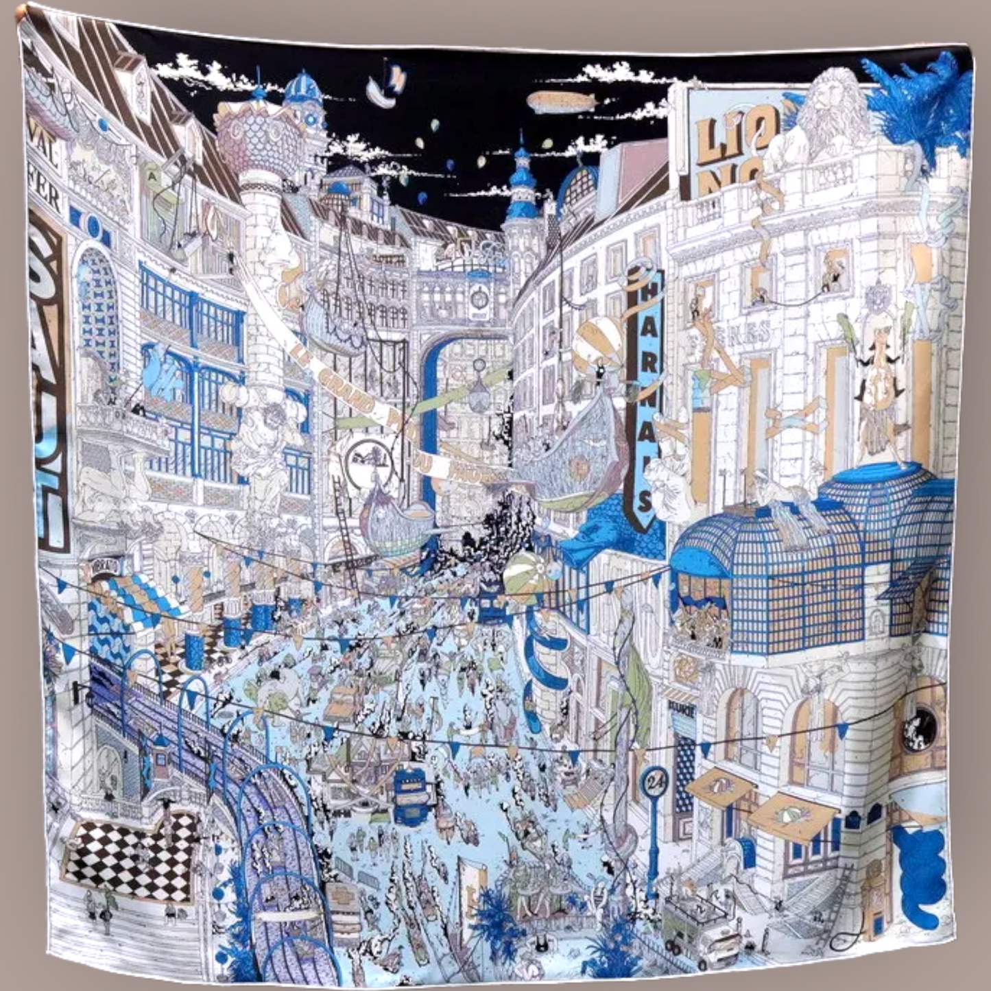 Luxury Double Sided Silk Twill Scarf "L’Echappée Belle"