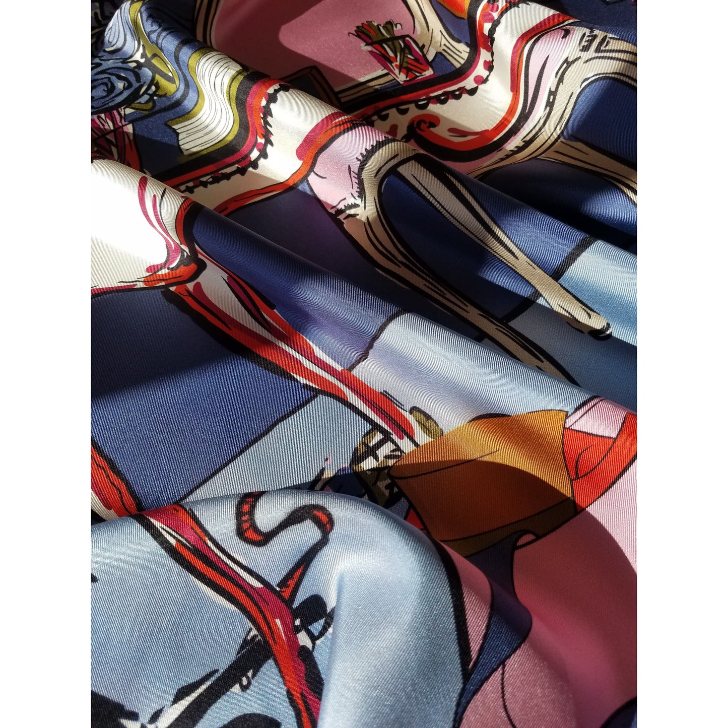 Luxury Double Sided Silk Twill Scarf "La Couture Sous Tous Ses Fils"