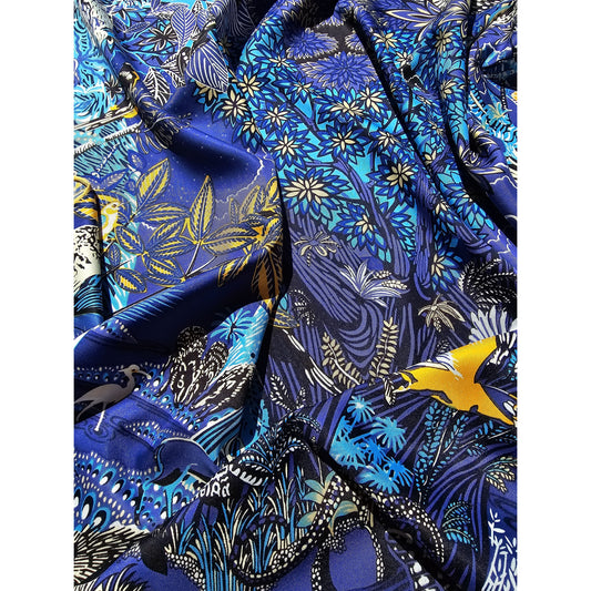 100% Twill Silk Scarf "Tiger In The Forest"