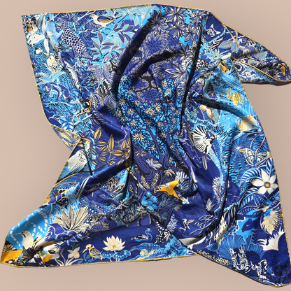 100% Twill Silk Scarf  "Tiger In The Forest"