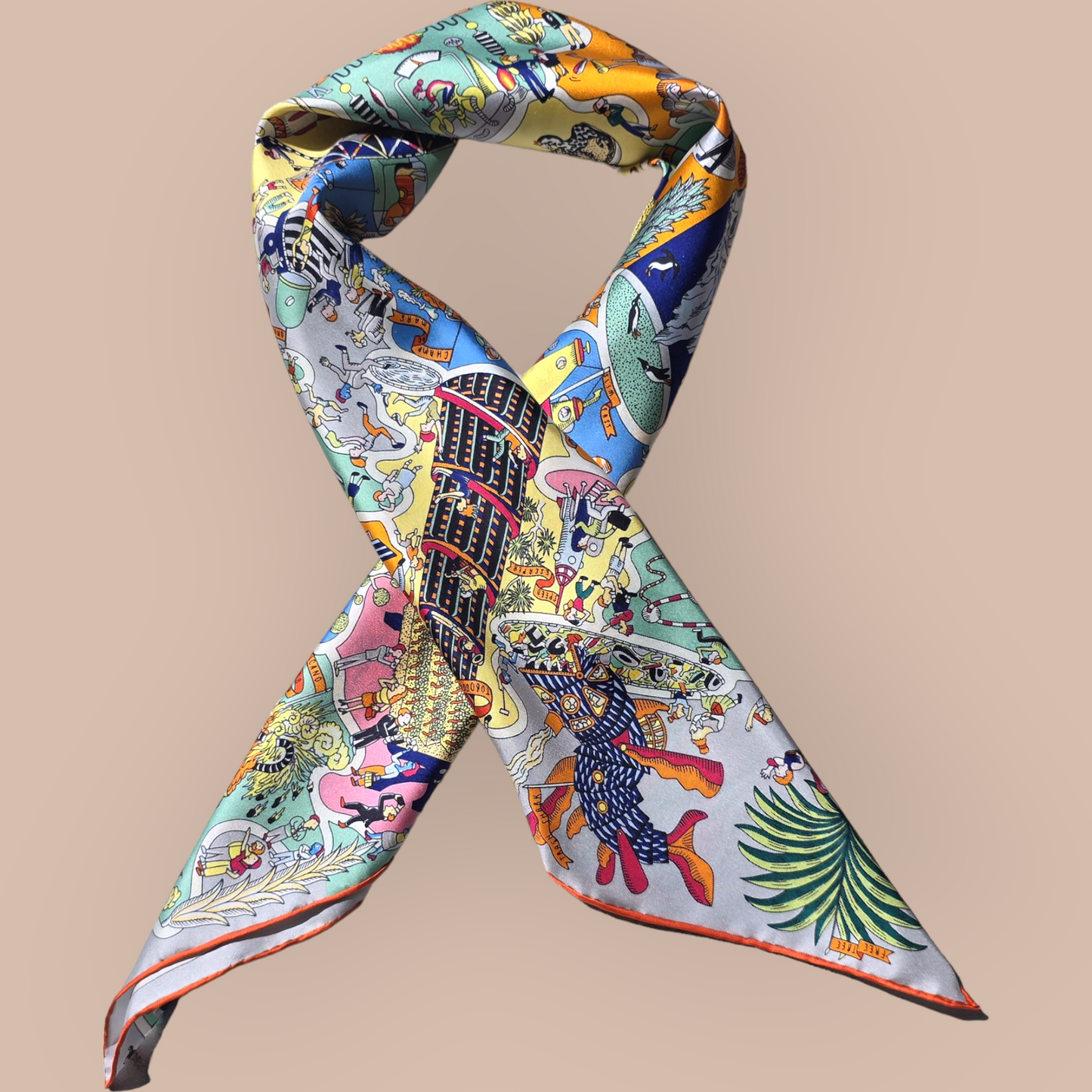 Luxury Silk Twill Scarf "Un Monde Sans Fin"