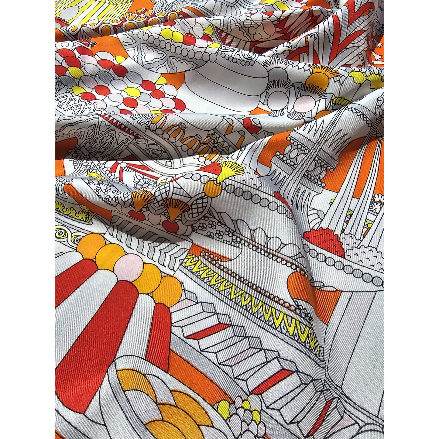 Square Pure Twill Silk Printed Scarf 90x90cm "French Desserts"