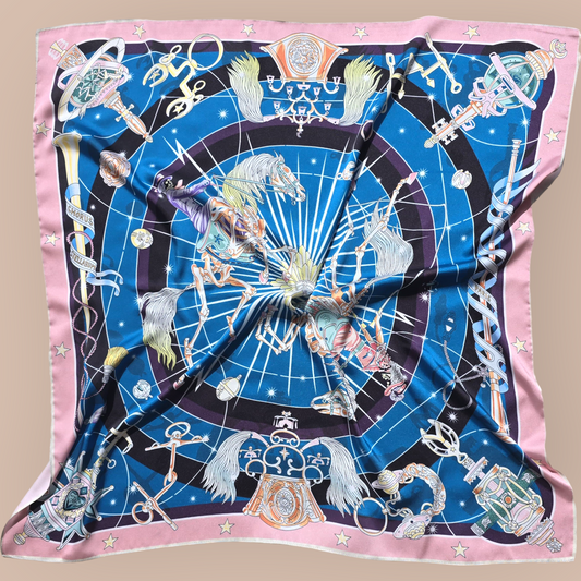 100% Satin Silk Scarf "Renaissance de l'Univers"