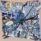 Pure Silk Twill Square Scarf 90cmx90cm "Ville Mistique"