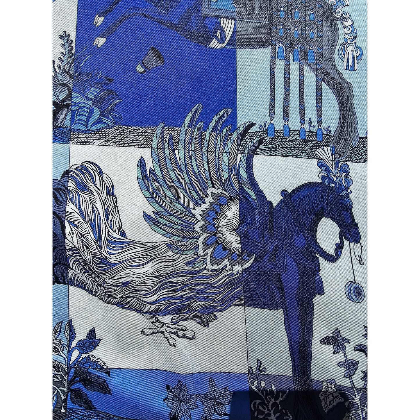 100% Twill Silk  Scarf "Medieval Animals"