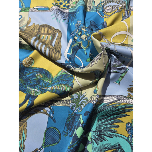 100% Twill Silk Scarf "Medieval Animals"
