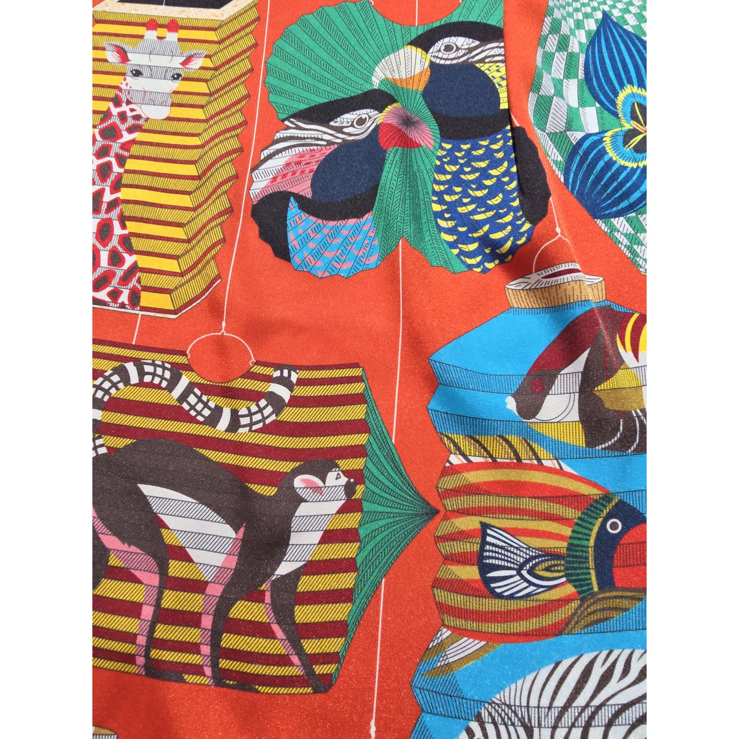 100% Satin Silk Scarf "Cirque Japonais"