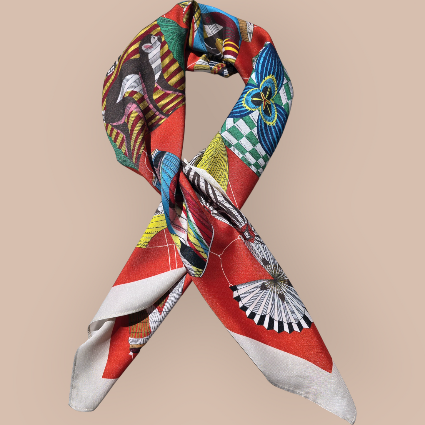 100% Satin Silk Scarf "Cirque Japonais"