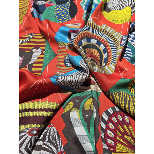 100% Satin Silk Scarf "Cirque Japonais"