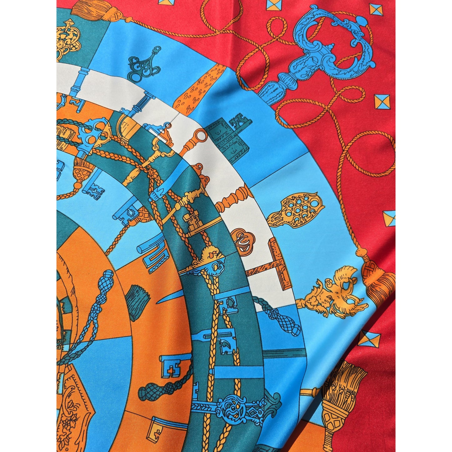 Pure Silk Twill Square Scarf 90cmx90cm "La Serrure Imaginaire"