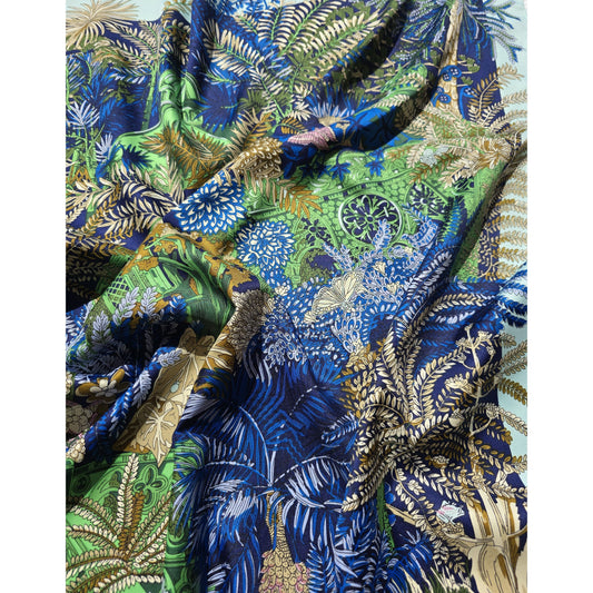 100% Twill Silk Scarf "Jungle Castle"