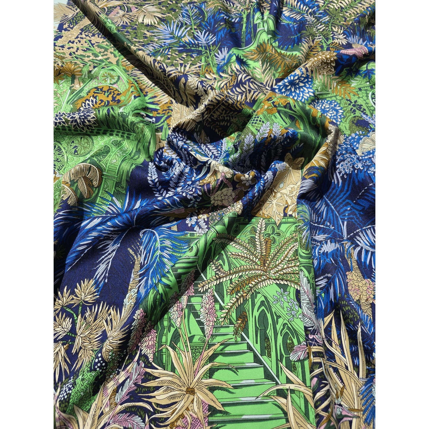 100% Twill Silk  Scarf "Jungle Castle"