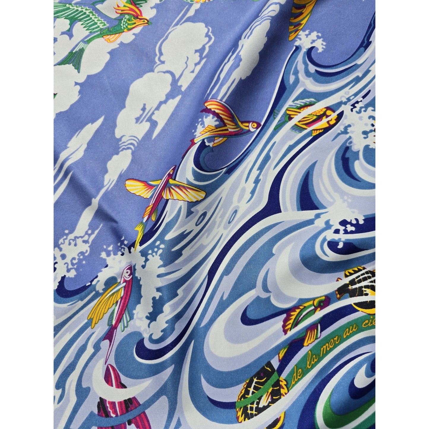 100% Twill Silk Scarf "De La Mer Au Ciel"