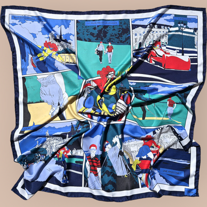 100% Twill Silk Scarf "Comics"