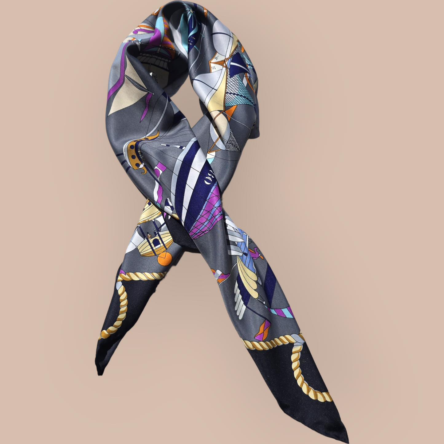 Square Pure Twill Silk Printed Scarf 90x90cm "L’Hyperion"