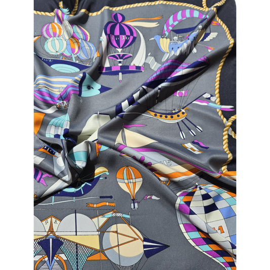 Square Pure Twill Silk Printed Scarf 90x90cm "L’Hyperion"