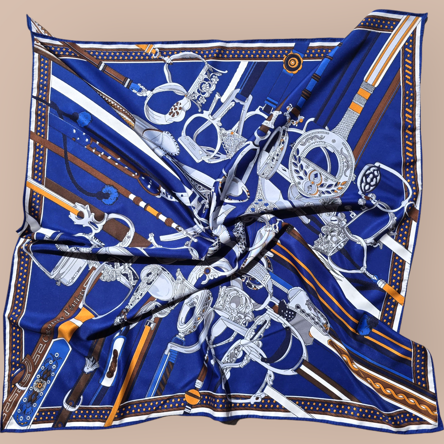 100% Twill Silk Scarf "La Course à l'Etrier"