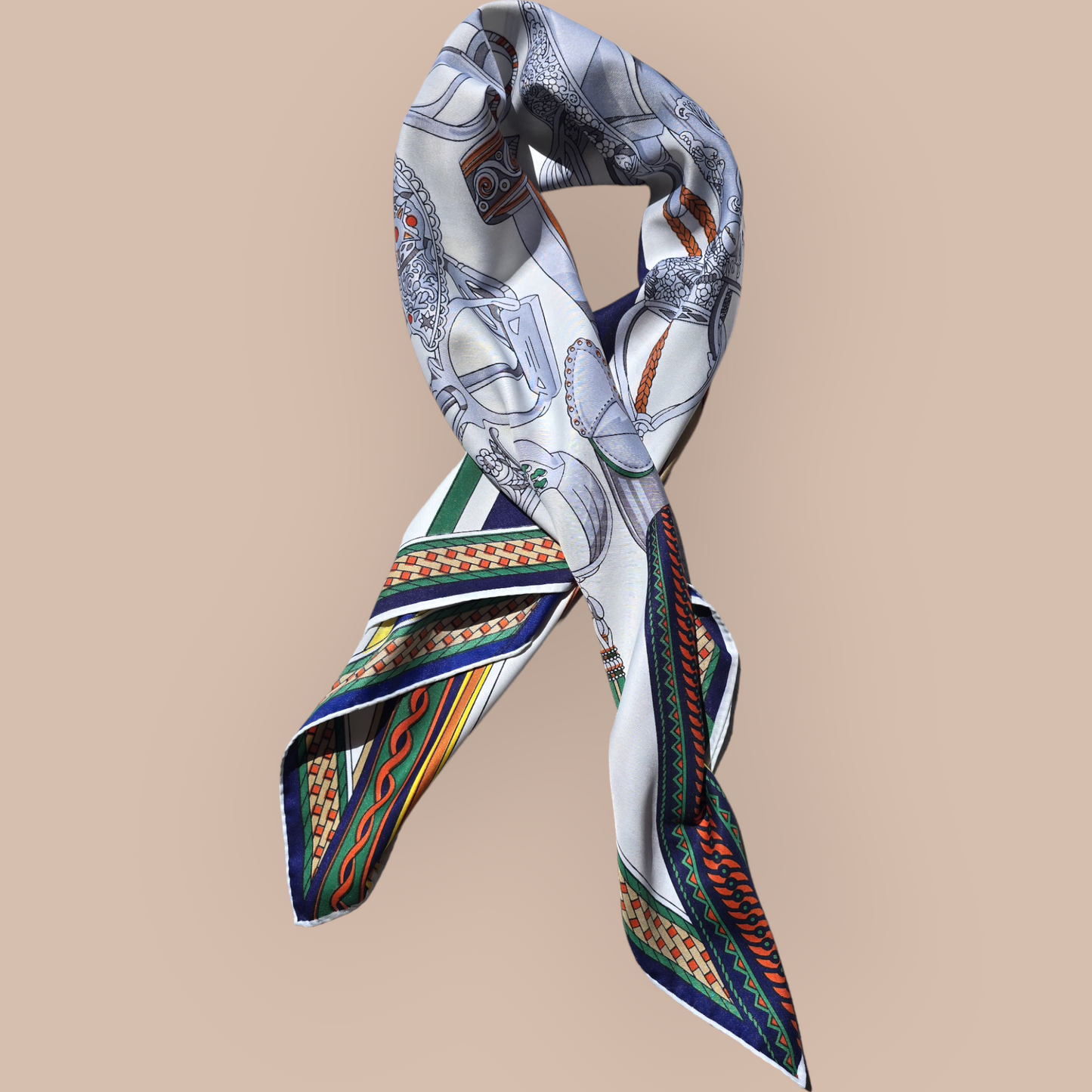 100% Twill Silk Scarf "La Course à l'Etrier"