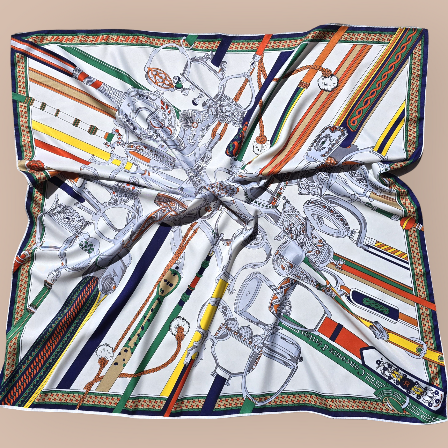 100% Twill Silk Scarf "La Course à l'Etrier"