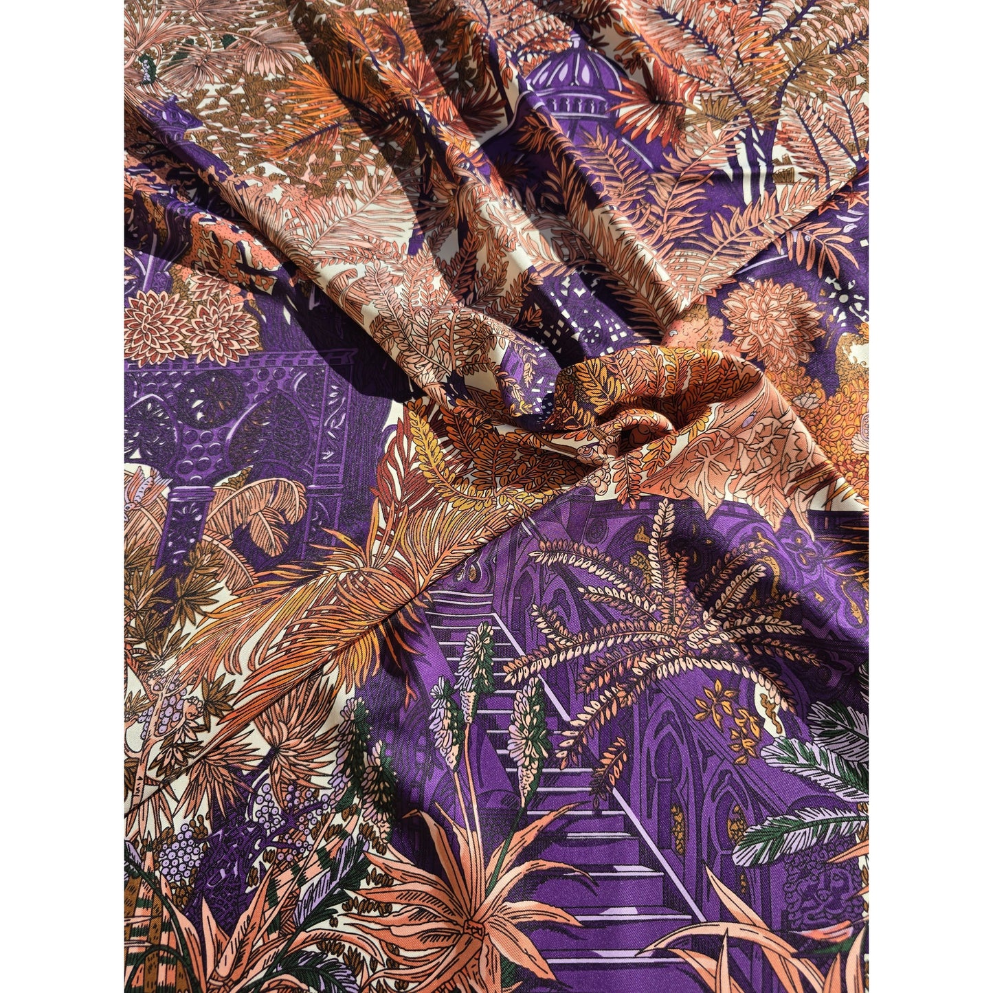 100% Twill Silk  Scarf "Jungle Castle"