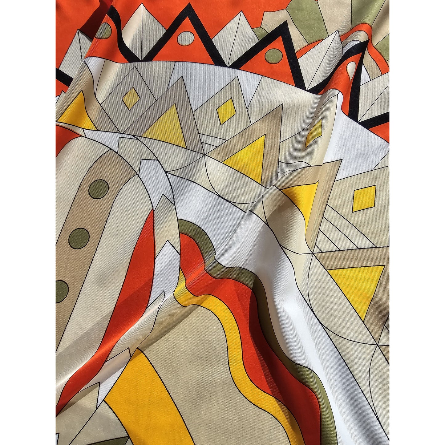 Pure Twill Silk  Square Scarf 90cmx90cm "Abstract Horse"