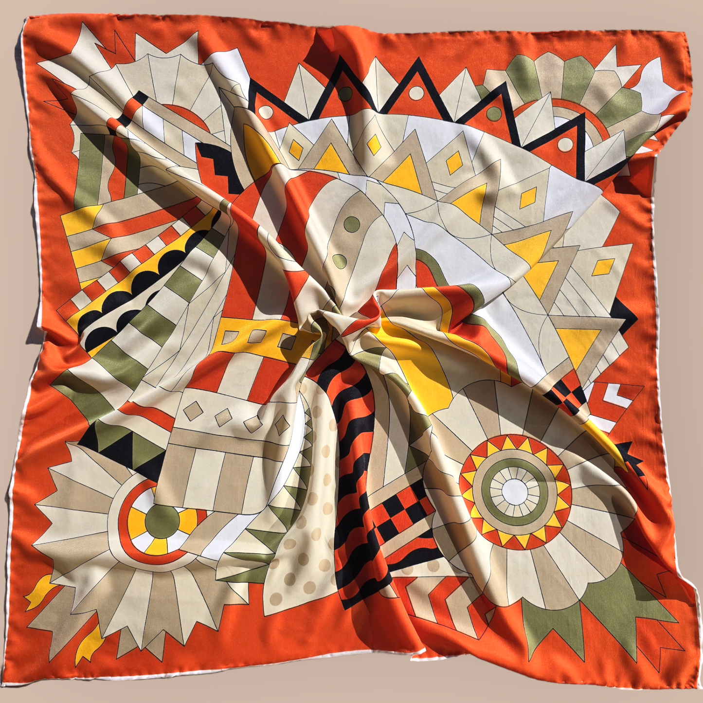 Pure Twill Silk  Square Scarf 90cmx90cm "Abstract Horse"