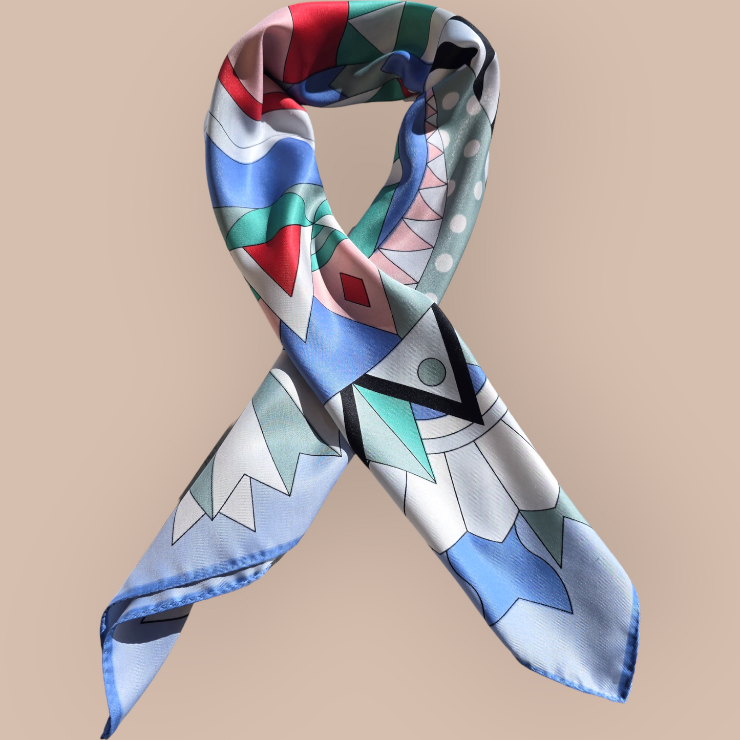 Pure Twill Silk  Square Scarf 90cmx90cm "Abstract Horse"