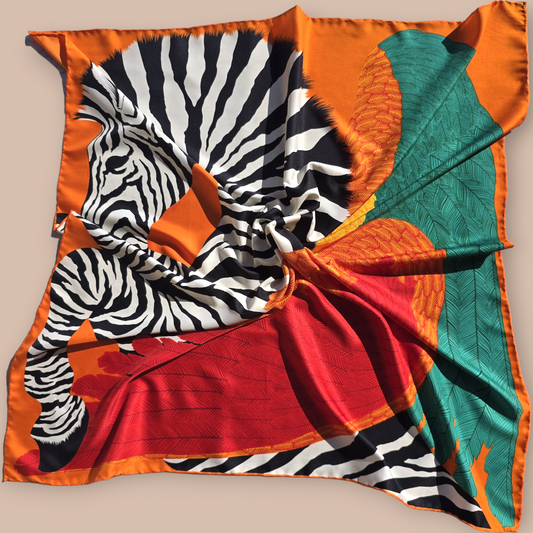 100% Twill Silk Scarf "Zebra"