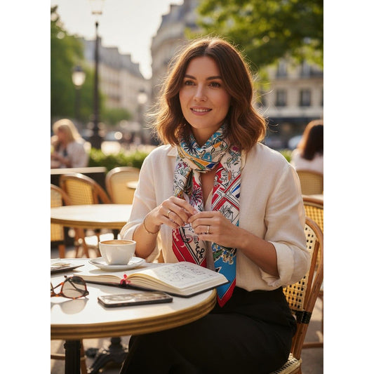 100% Satin Silk Scarf "Jours d'été"