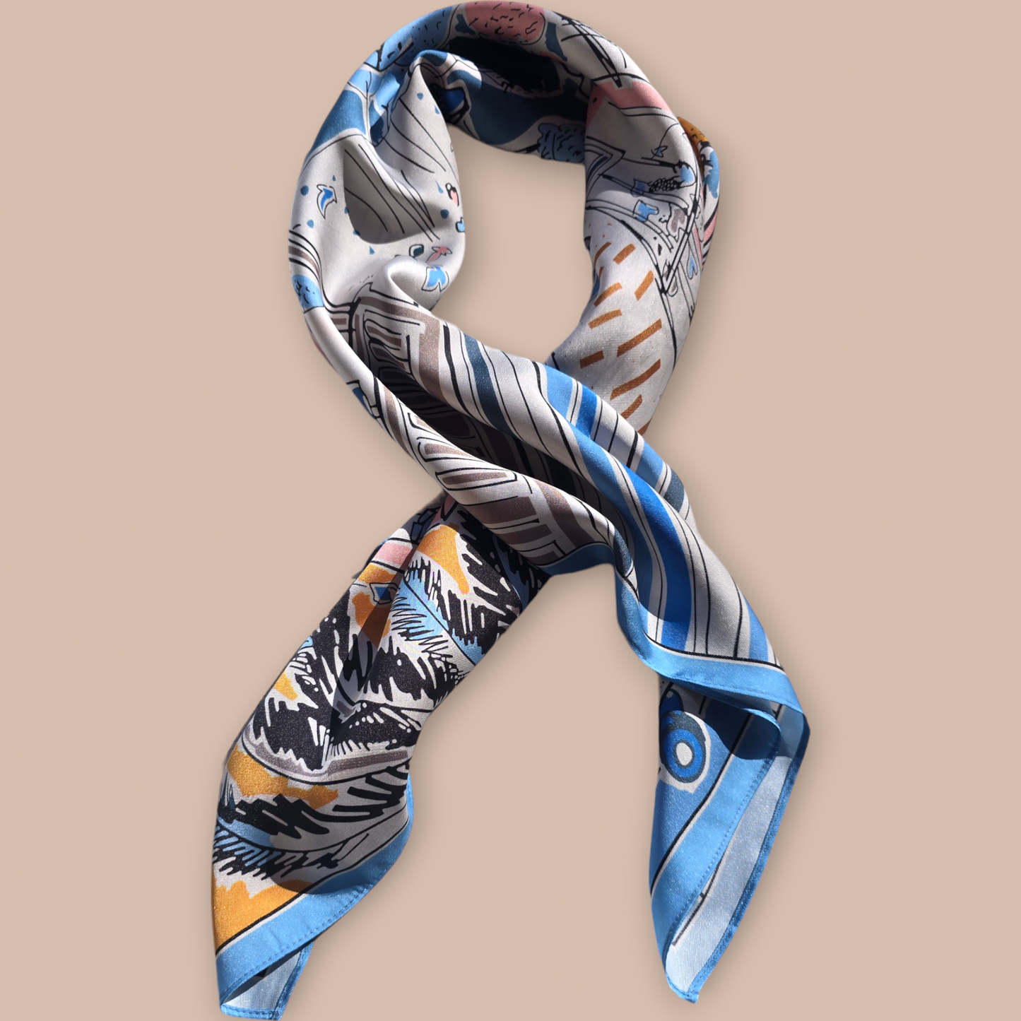 100% Satin Silk Scarf "Jours d'été"