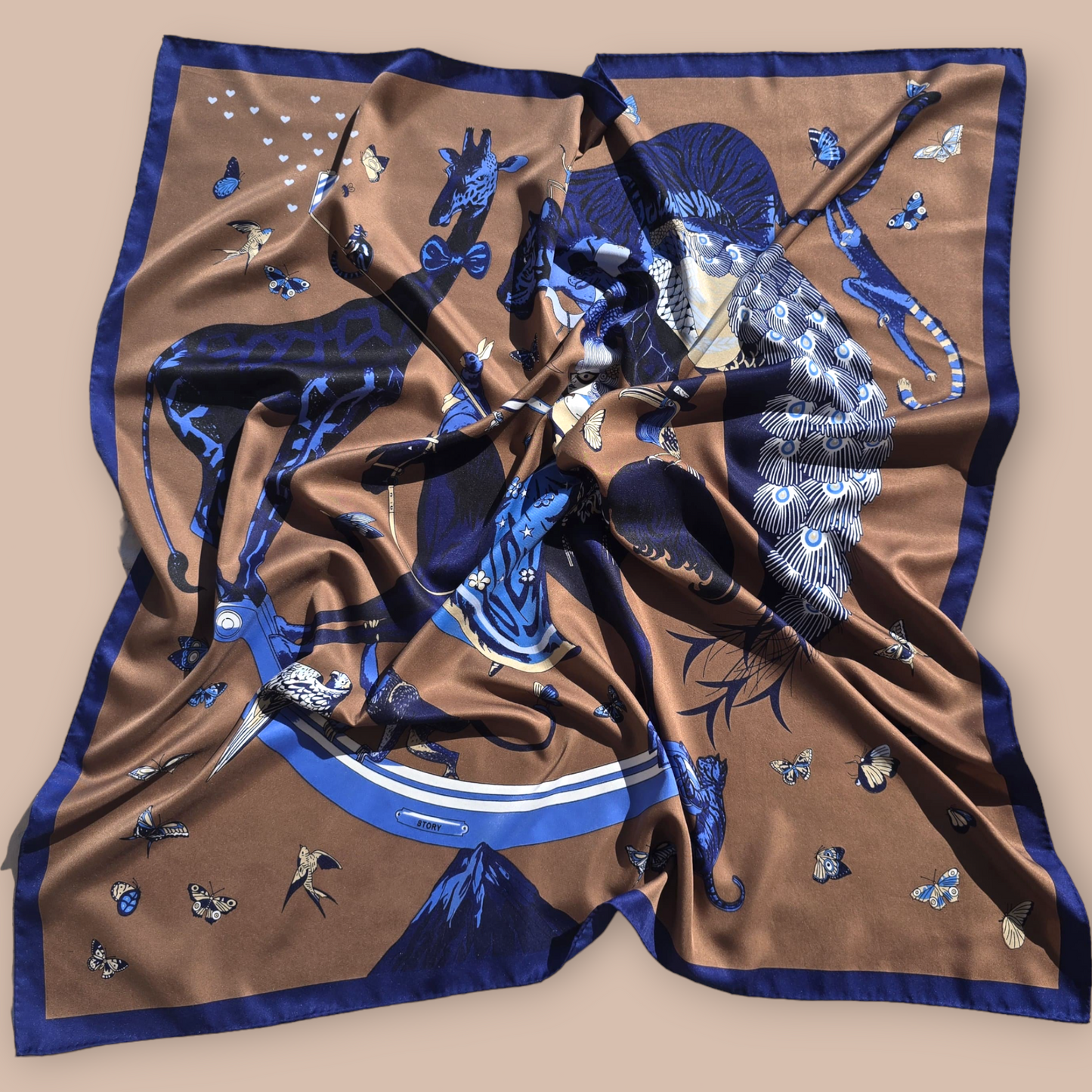 100% Twill Silk Scarf "Story"