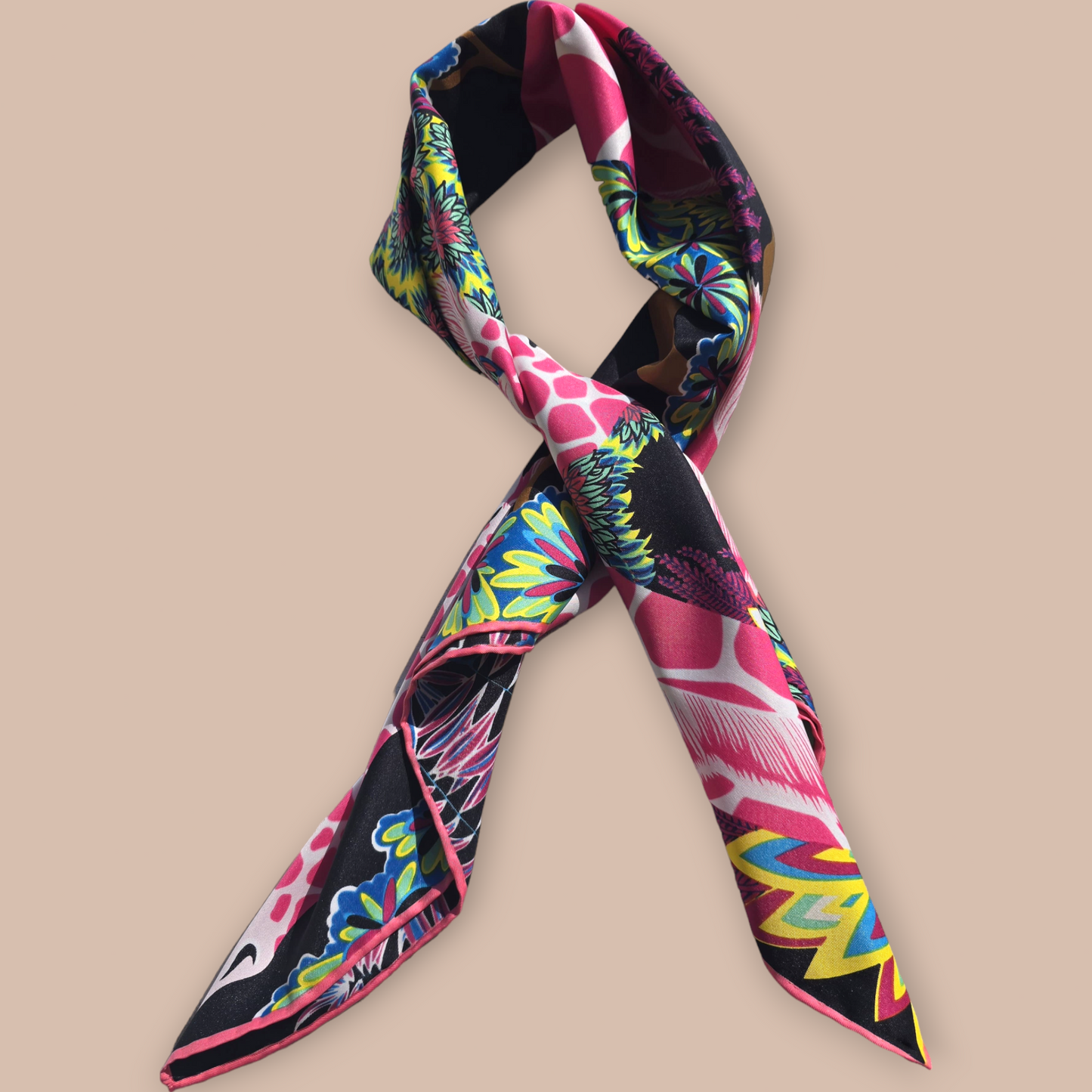 100% Twill Silk Scarf "Giraffes"