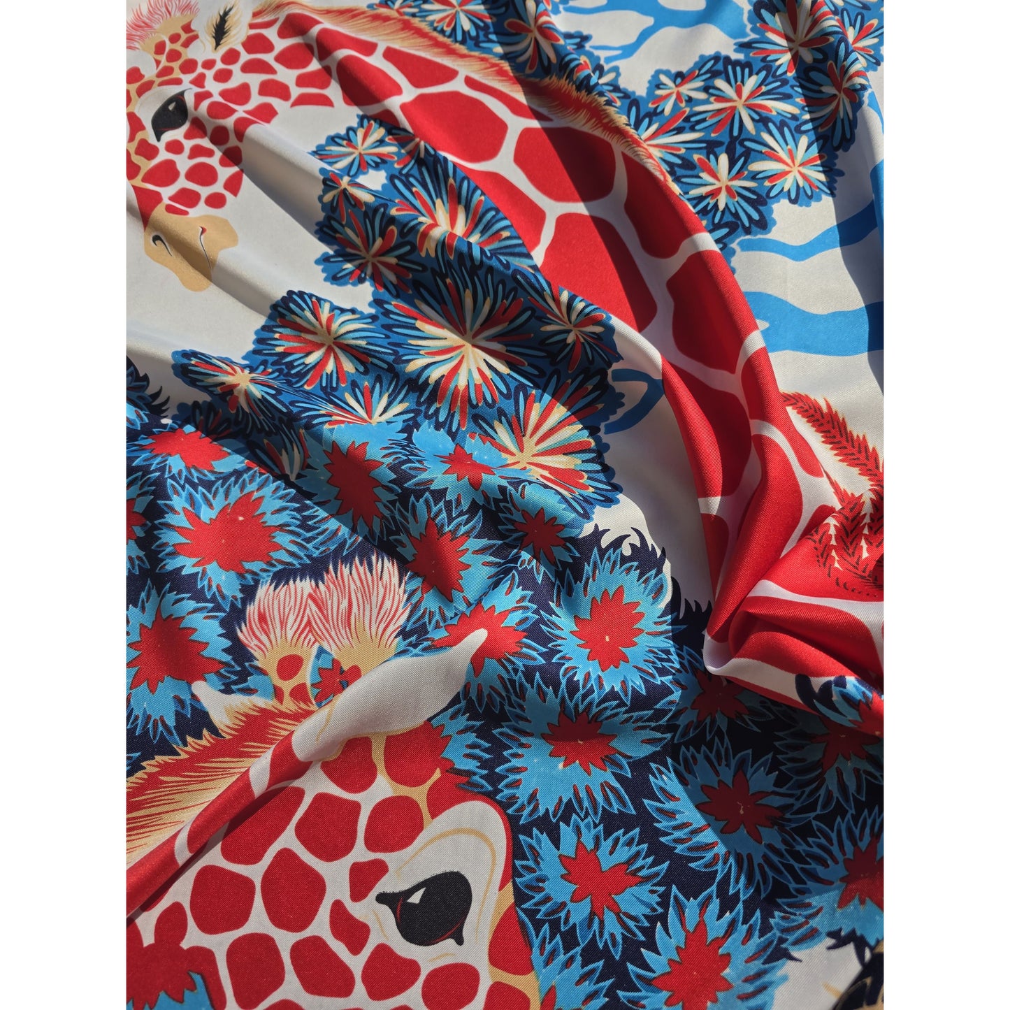 100% Twill Silk Scarf "Giraffes"