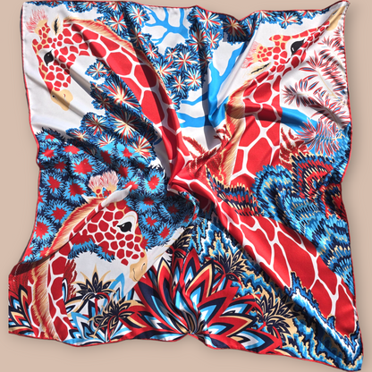 100% Twill Silk Scarf "Giraffes"