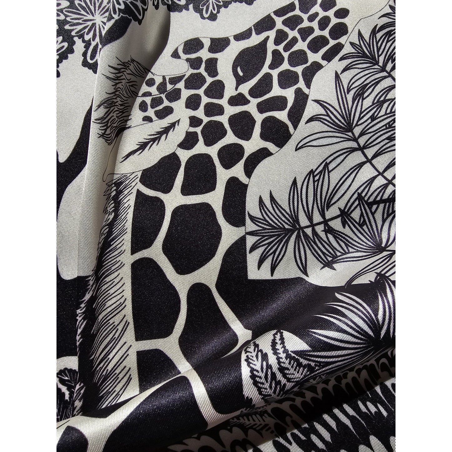 100% Satin Silk Scarf "Giraffes"