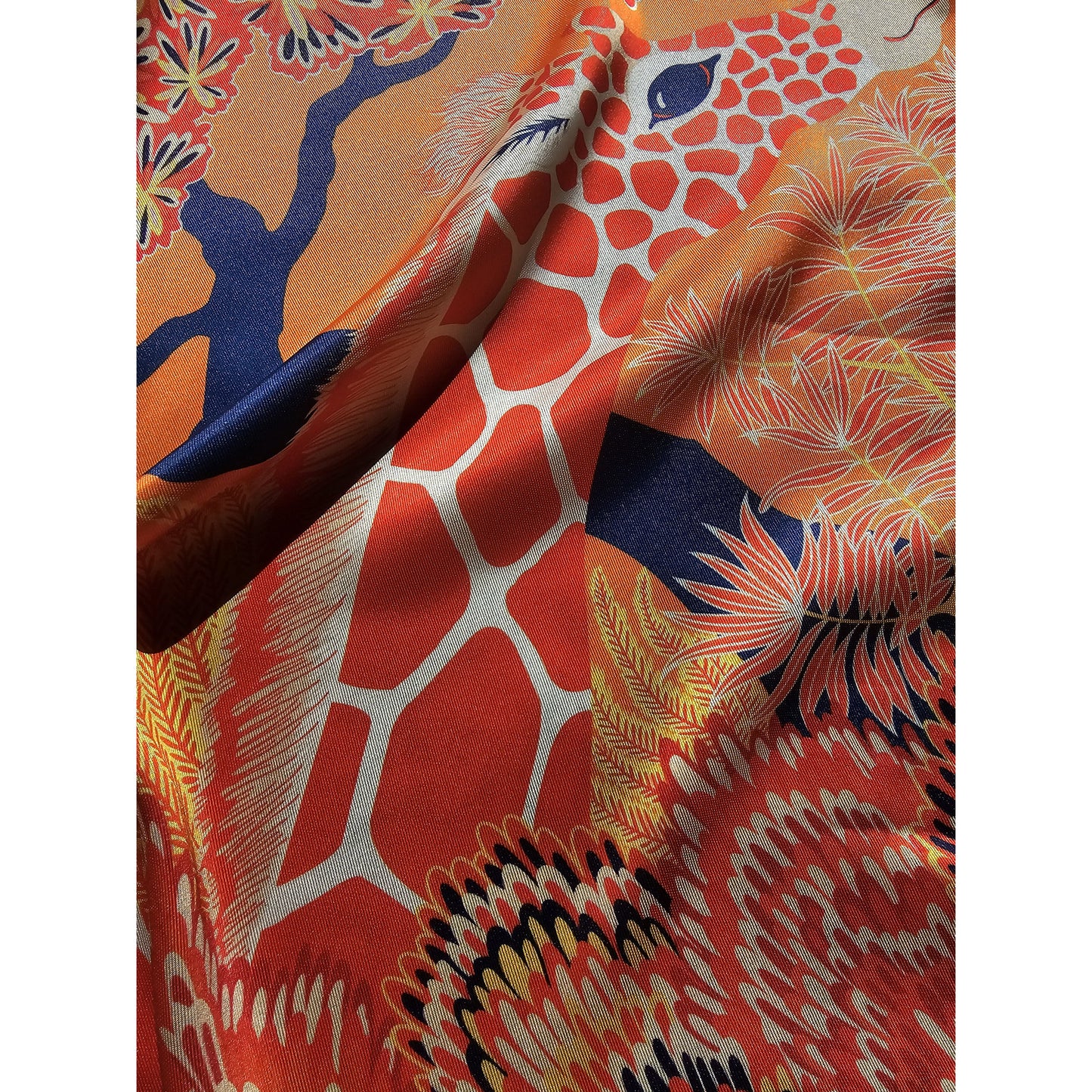 100% Satin Silk Scarf "Giraffes"