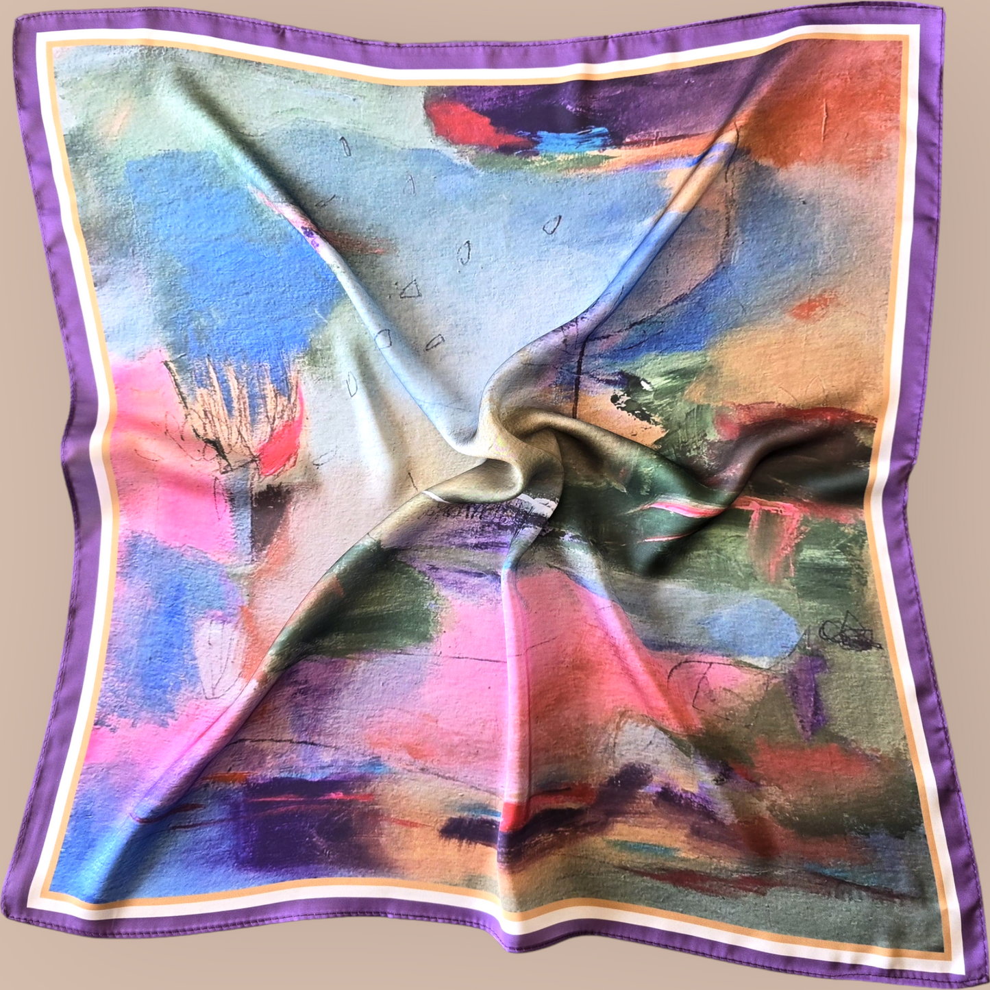 Square Polyester Scarf "Oil Painting"