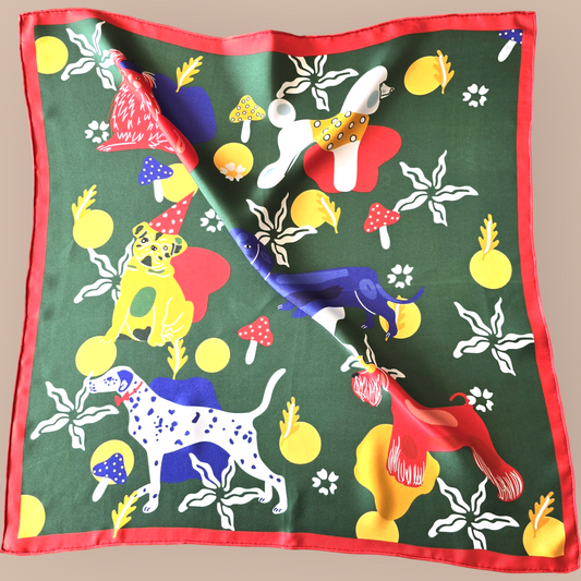 Pure Silk Twill Scarf "La Danse des Cerbères"