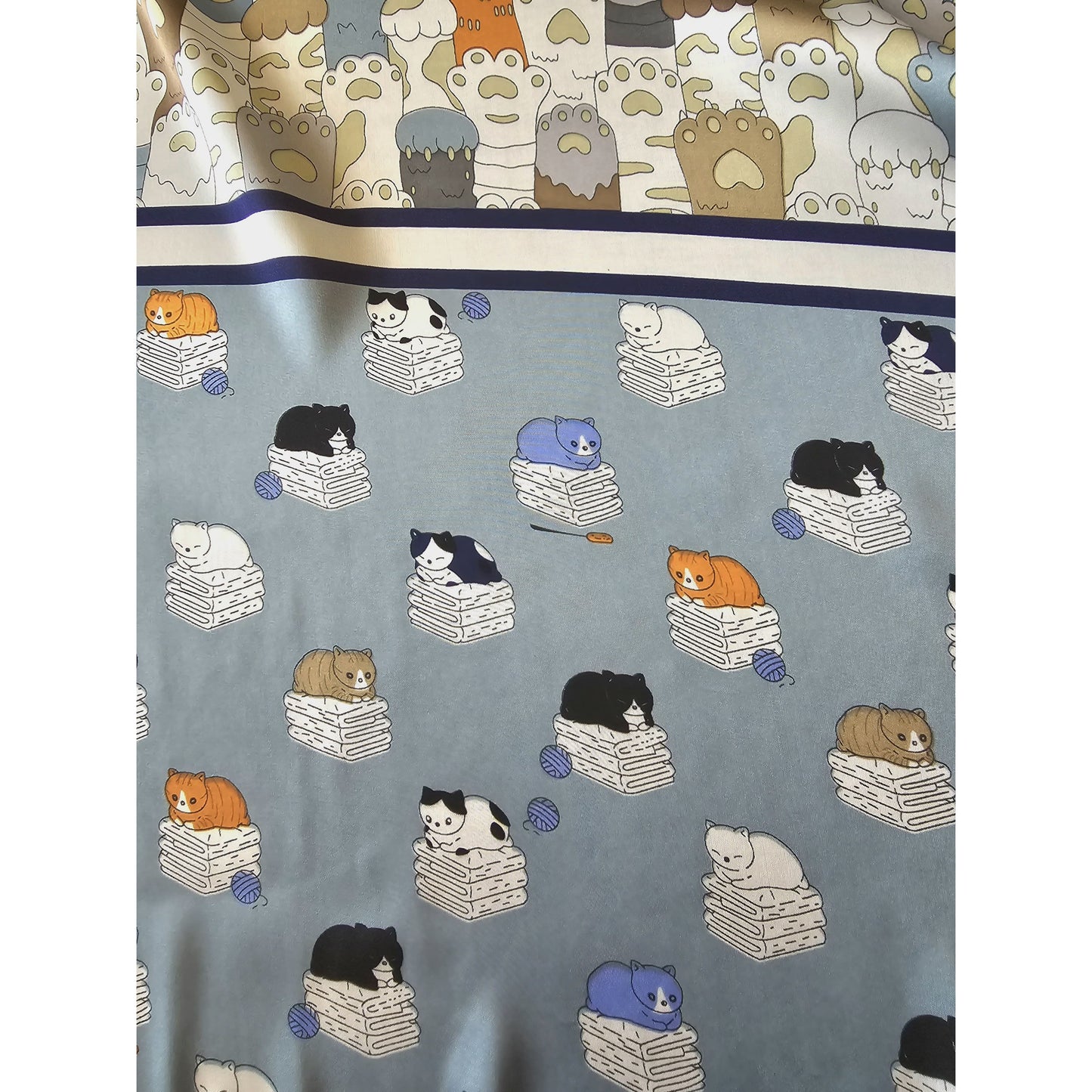 Square Polyester Scarf "Cat World"