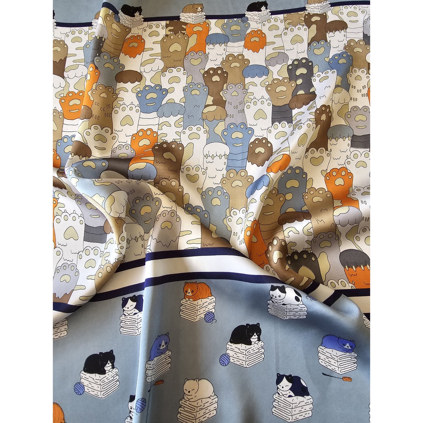 Square Polyester Scarf "Cat World"