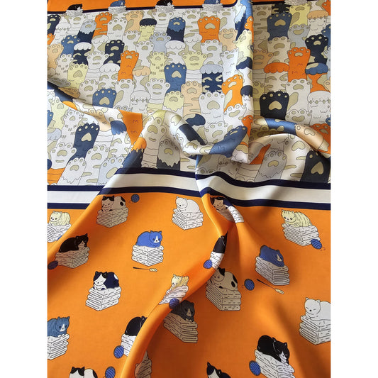 Square Polyester Scarf "Cat World"