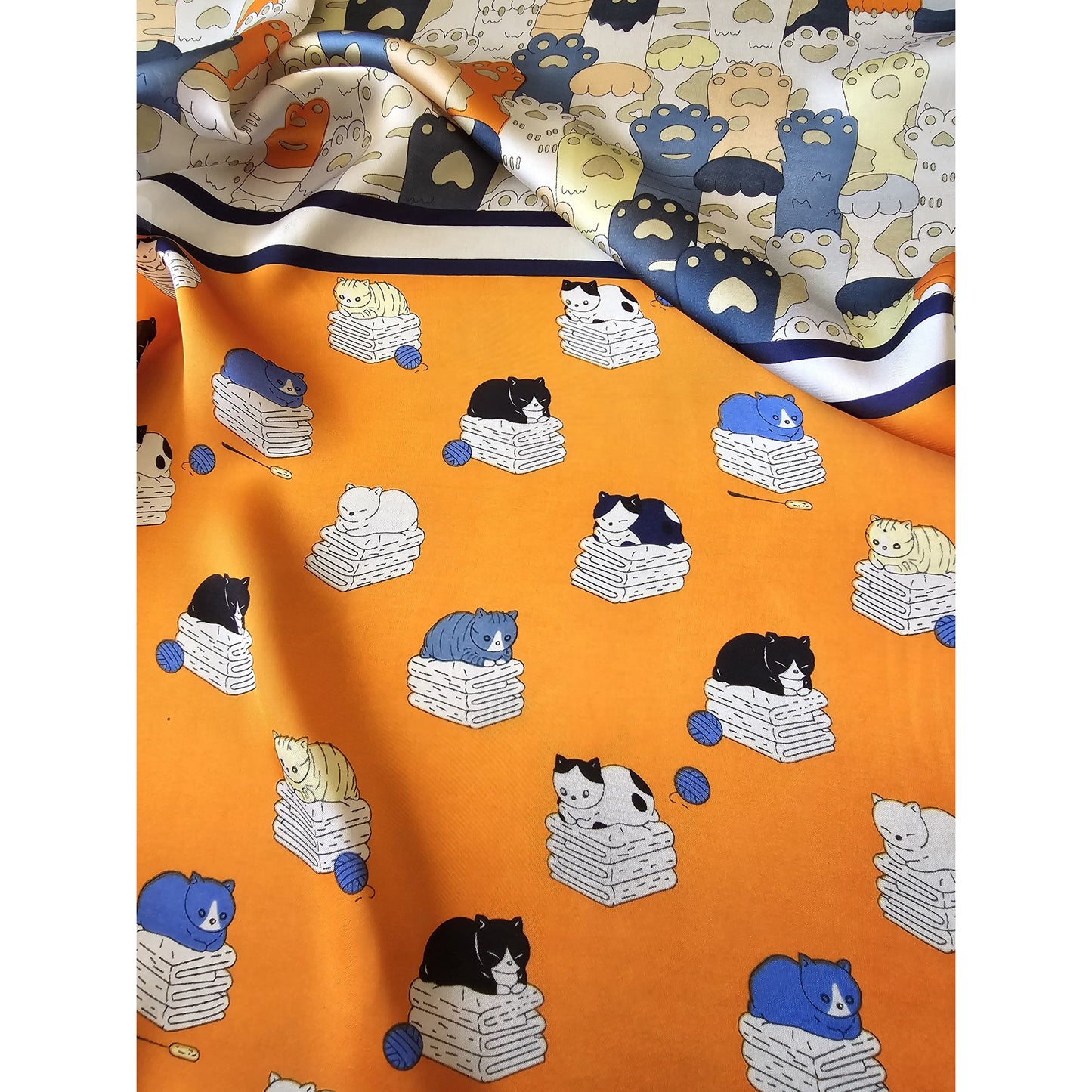 Square Polyester Scarf "Cat World"