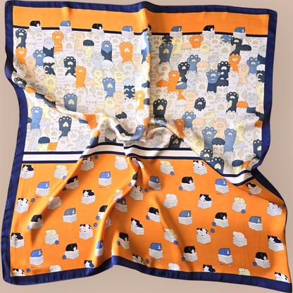 Square Polyester Scarf "Cat World"